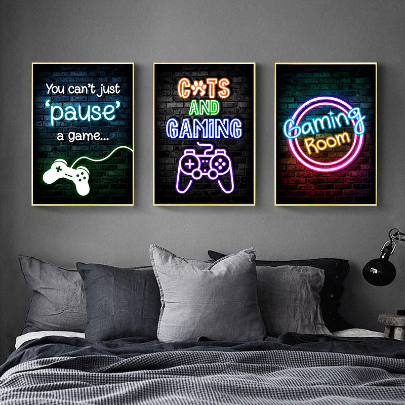 Gaming Neon Eat Sleep Game Rep - Esports Gaming Poster review and price