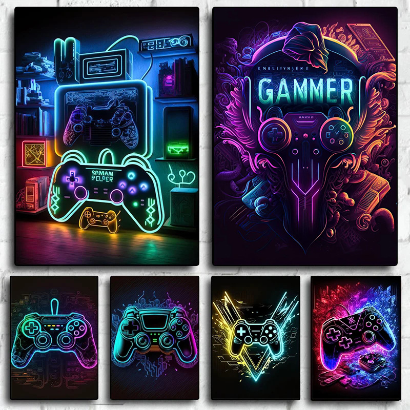Neon Pop Cool Gaming Wall Art  - Esports Gaming Poster review and price